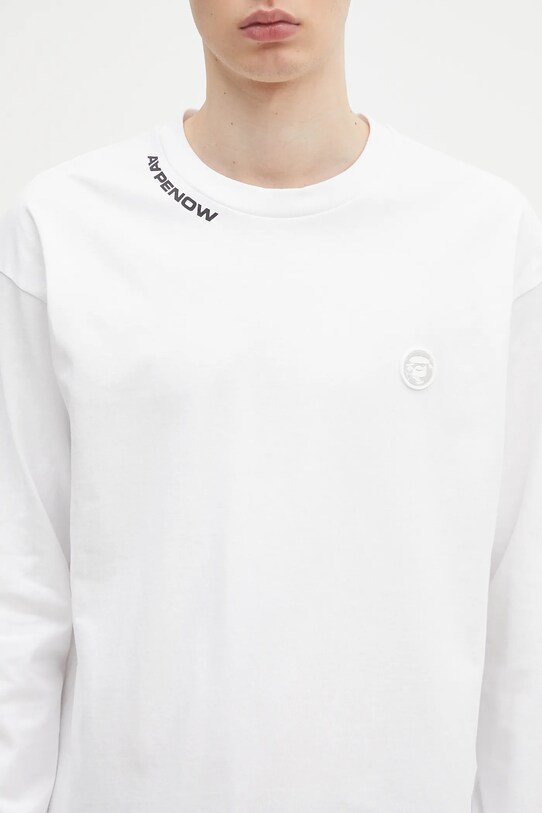 AAPE longsleeve bawełniany Now Long biały AAPLTM1607XXN