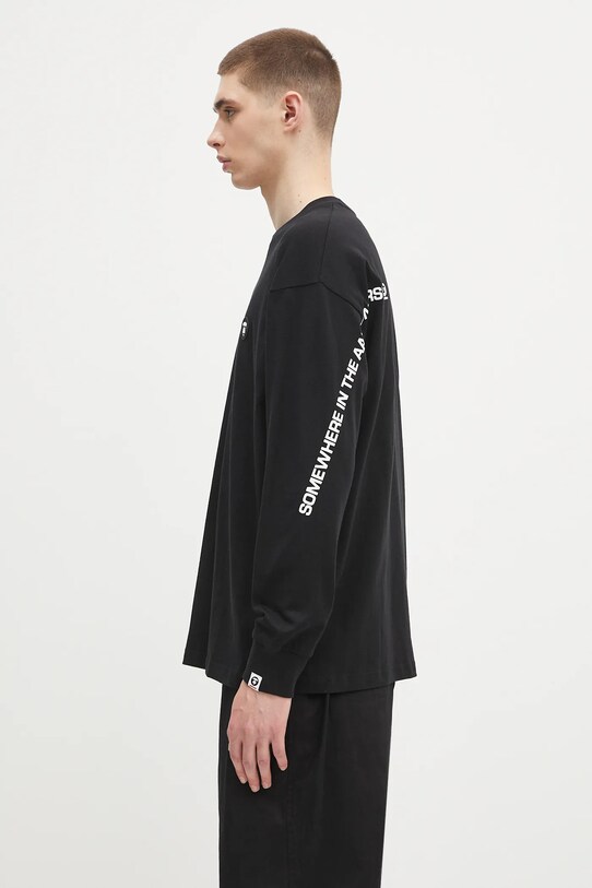 AAPE longsleeve bawełniany Now Long AAPLTM1607XXN czarny SS25