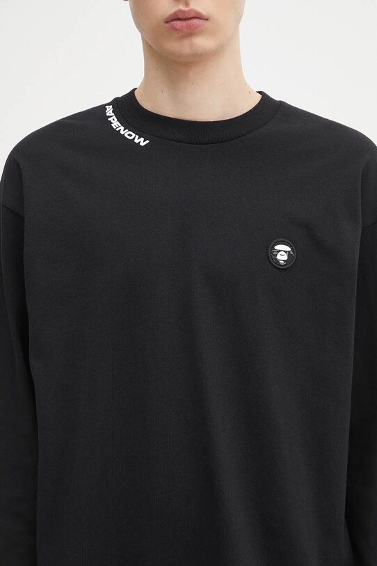 AAPE longsleeve bawełniany Now Long czarny AAPLTM1607XXN