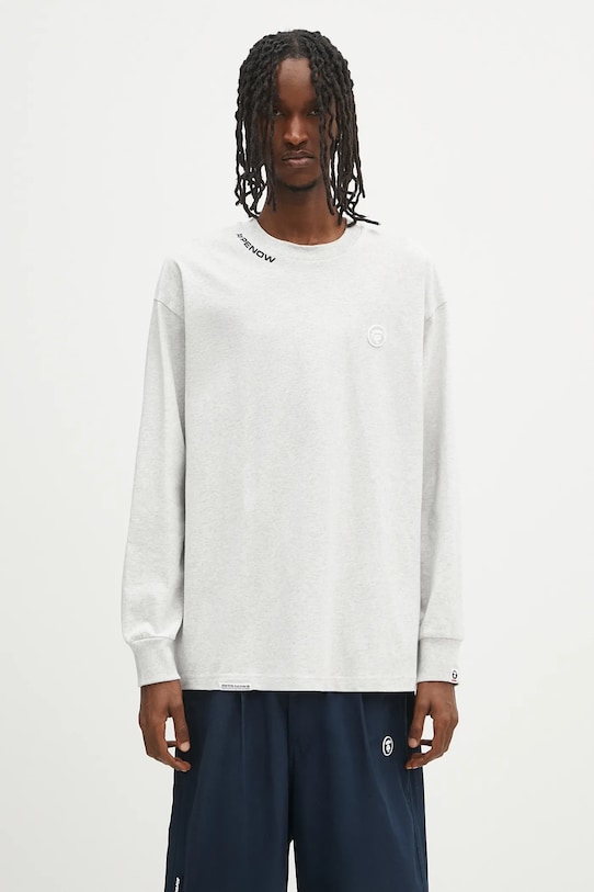AAPE cotton longsleeve top Now Long cotton gray AAPLTM1607XAN