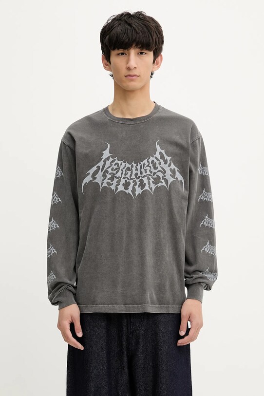 Хлопковый лонгслив NEIGHBORHOOD Nh . Tee Ls-4 печать серый 251PCNH.LT04
