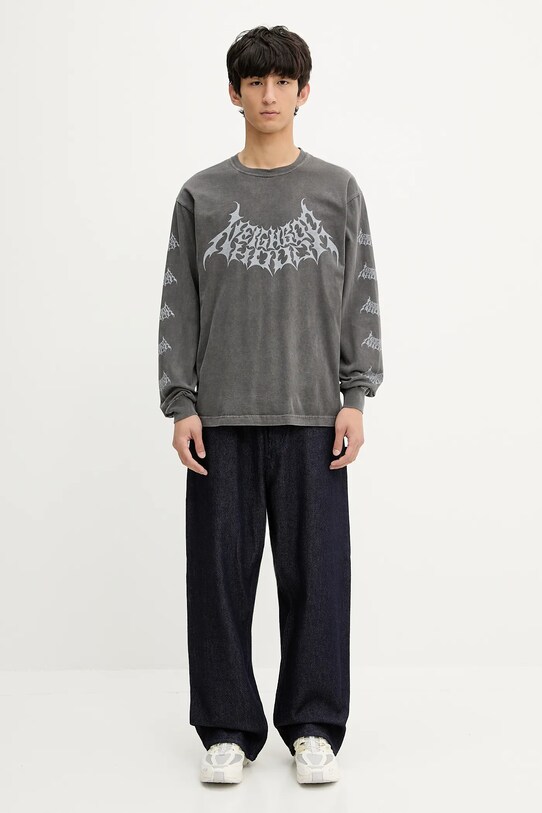 Хлопковый лонгслив NEIGHBORHOOD Nh . Tee Ls-4 251PCNH.LT04 серый