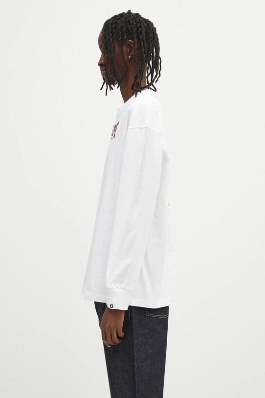 AAPE longsleeve bawełniany Main Long AAPLTM1544XXN biały SS25