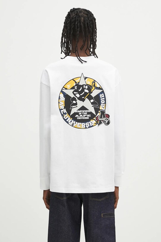 Odzież AAPE longsleeve bawełniany Main Long AAPLTM1544XXN biały