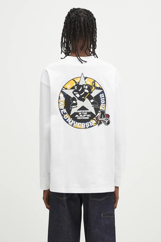 Abbigliamento AAPE top a maniche lunghe in cotone Main Long AAPLTM1544XXN bianco