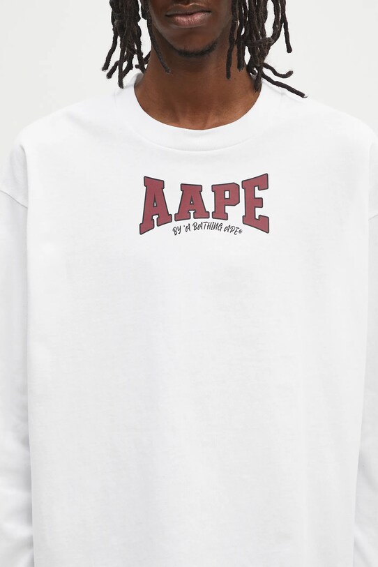 AAPE longsleeve bawełniany Main Long biały AAPLTM1544XXN