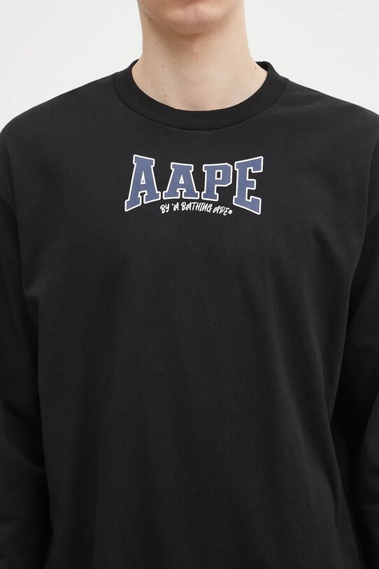 Хлопковый лонгслив AAPE Main Long чёрный AAPLTM1544XXN