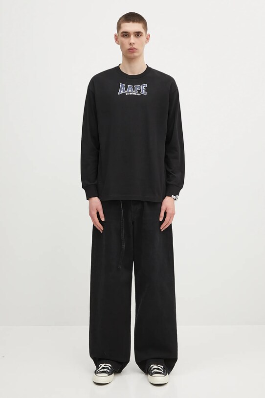 Хлопковый лонгслив AAPE Main Long AAPLTM1544XXN чёрный