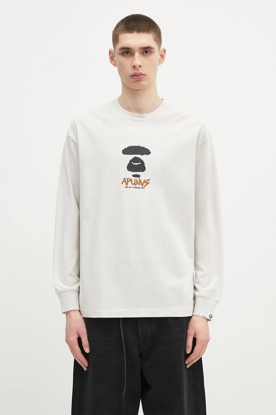AAPE top a maniche lunghe in cotone Basic Long regolare grigio AAPLTM1560XXN