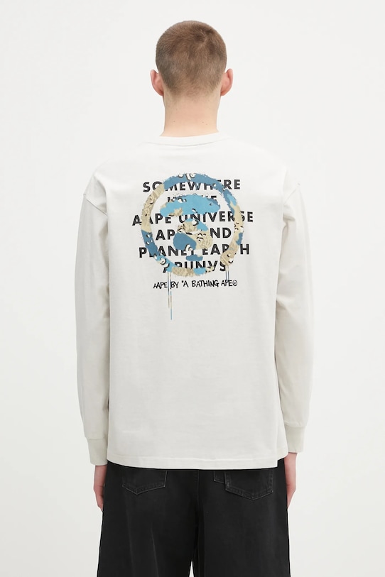 Дрехи Памучна блуза с дълги ръкави AAPE Basic Long AAPLTM1560XXN сив