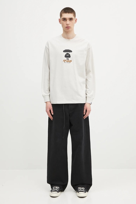 Памучна блуза с дълги ръкави AAPE Basic Long AAPLTM1560XXN сив