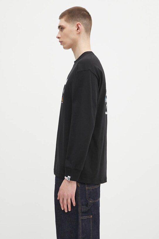 Бавовняний лонгслів AAPE Basic Long AAPLTM1560XXN чорний SS25