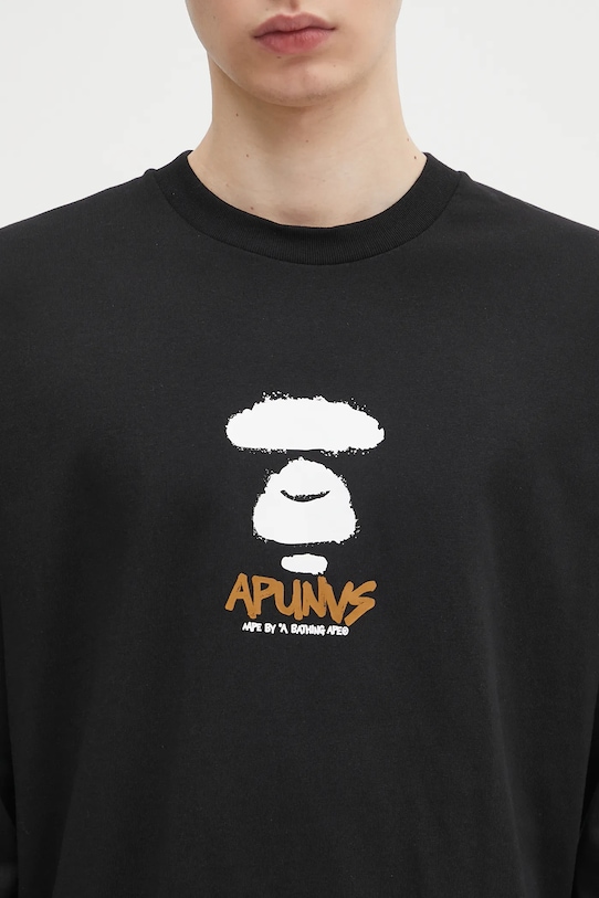 Бавовняний лонгслів AAPE Basic Long чорний AAPLTM1560XXN