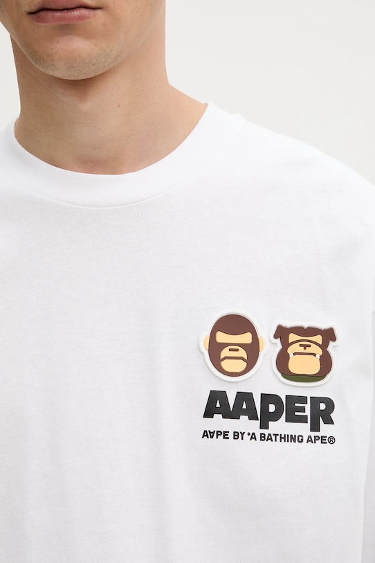 Бавовняний лонгслів AAPE Aaper Long білий AAPLTM1575XXN