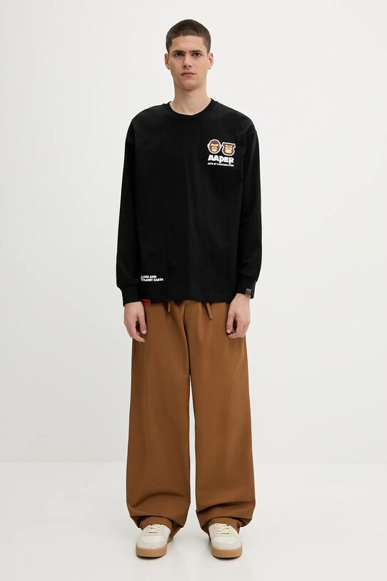 AAPE longsleeve bawełniany Aaper Long AAPLTM1575XXN czarny