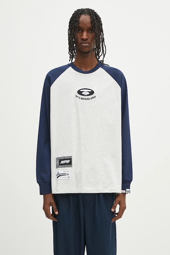 Хлопковый лонгслив AAPE Main Long узор серый AAPLTM1571XXN