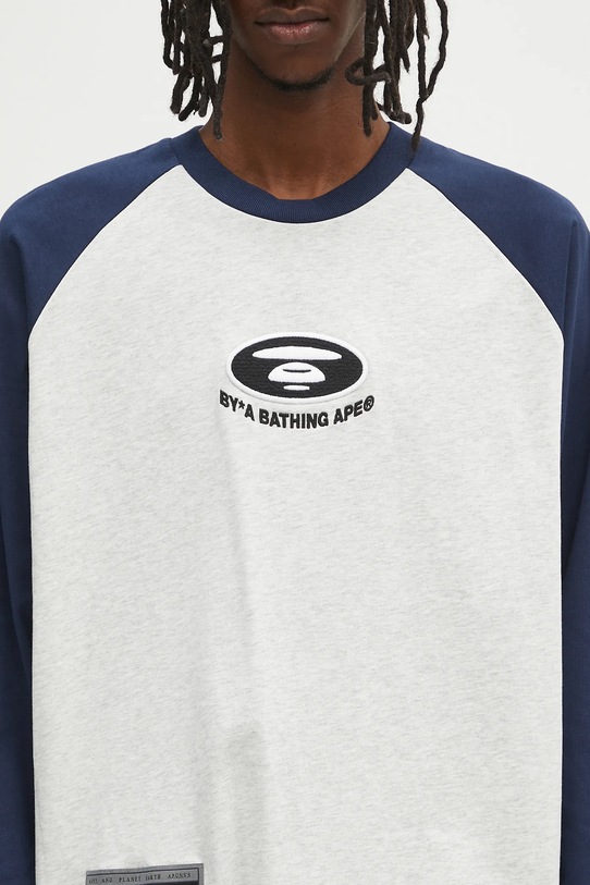 Хлопковый лонгслив AAPE Main Long серый AAPLTM1571XXN