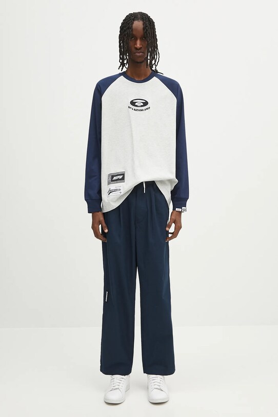 Хлопковый лонгслив AAPE Main Long AAPLTM1571XXN серый