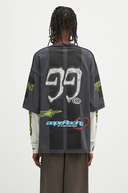 Дрехи Памучна блуза с дълги ръкави AAPE Main Long AAPLTM1572XXN сив