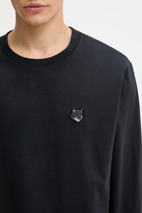 Maison Kitsuné cotton longsleeve top Bold Fox Head Patch Comfort black LM00109KJ0118