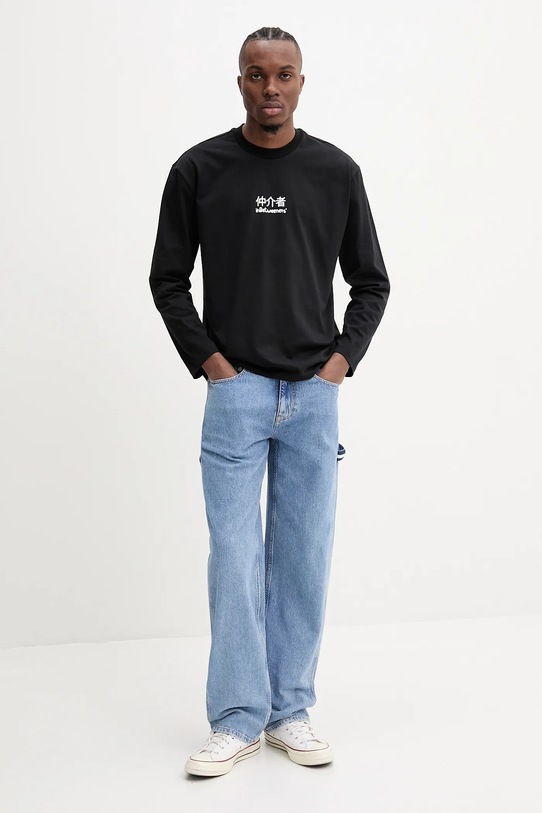 Inbetweeners longsleeve din bumbac negru S5TWUATH037