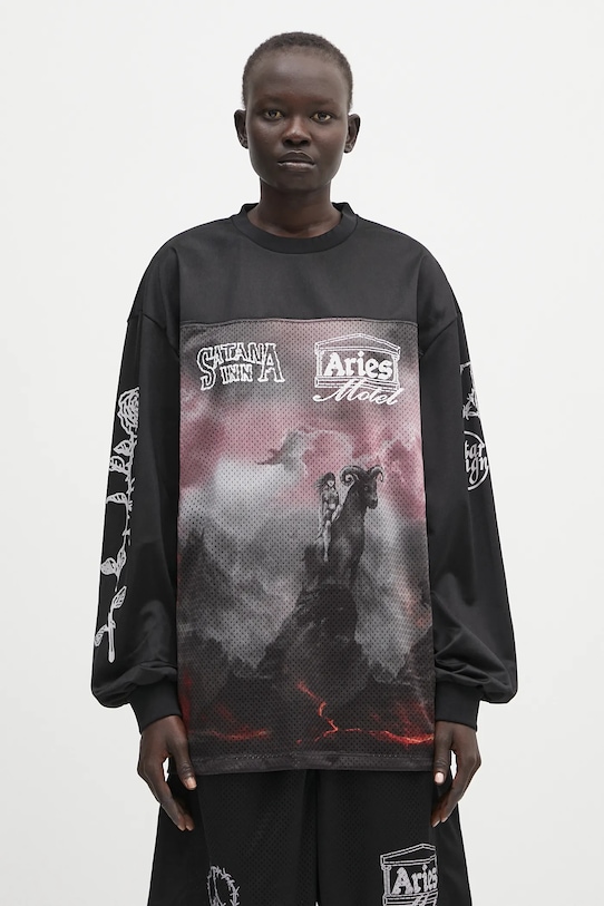 Aries longsleeve shirt Ramscape Airtex LS Tee AR4005003 black SS25