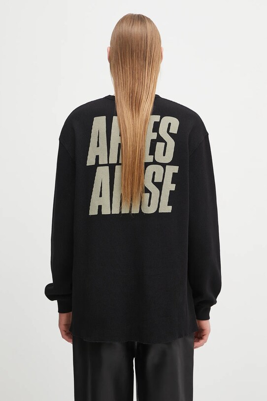 Хлопковая кофта Aries Peace Press Gothic Waffle LS Tee AR6003903 чёрный