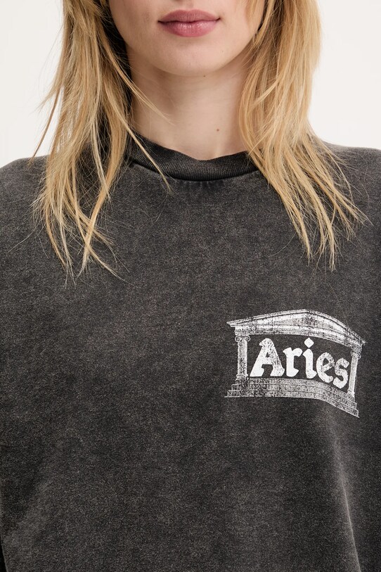 Памучна блуза с дълги ръкави Aries Aged Ancient Temple LS Tee черен AR6014103