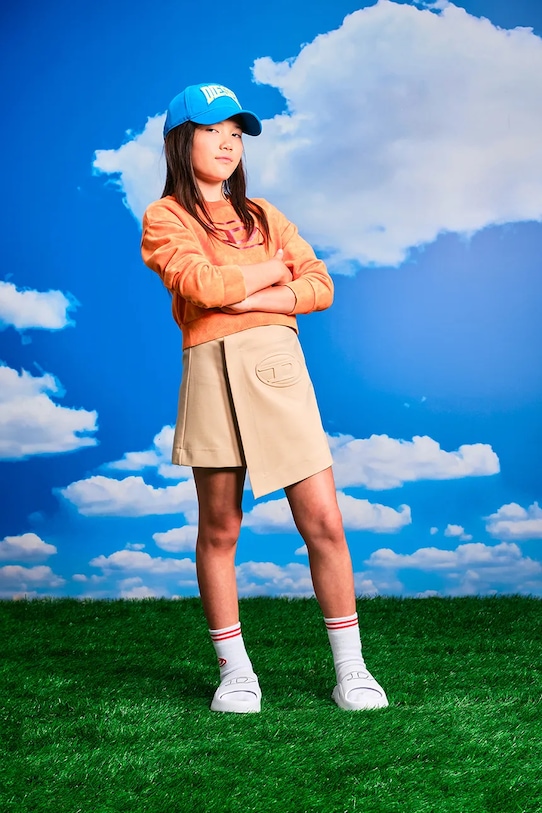 Dětská bavlněná kšiltovka Diesel FCGUS HAT modrá J02133