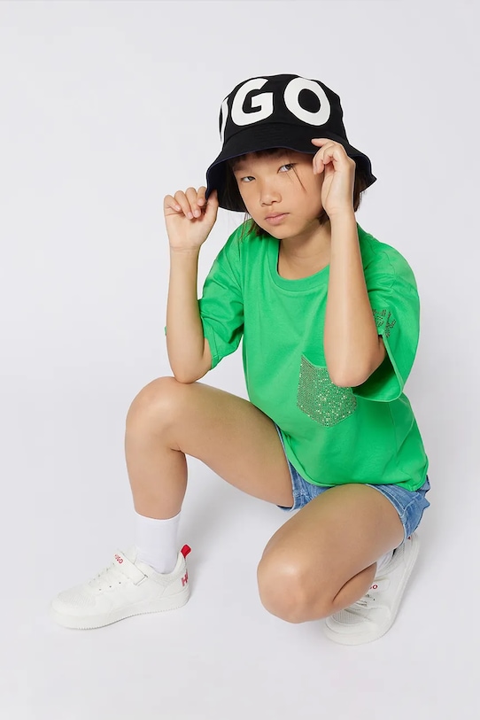 Obojestranska bombažna otroška kapa HUGO G00317