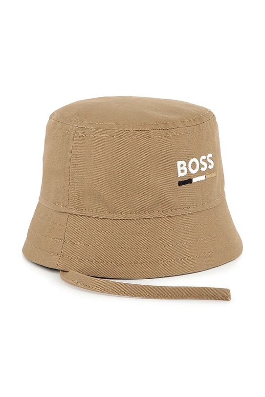 Chłopiec BOSS kapelusz bawełniany dziecięcy J52240 brązowy