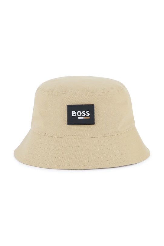 Dječji pamučni šešir BOSS natpis bež J51690