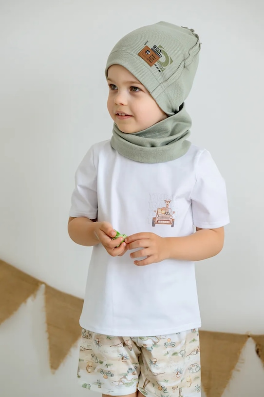 Jamiks caciula copii OREST print verde OREST.Nakr.glo.JWH063.G