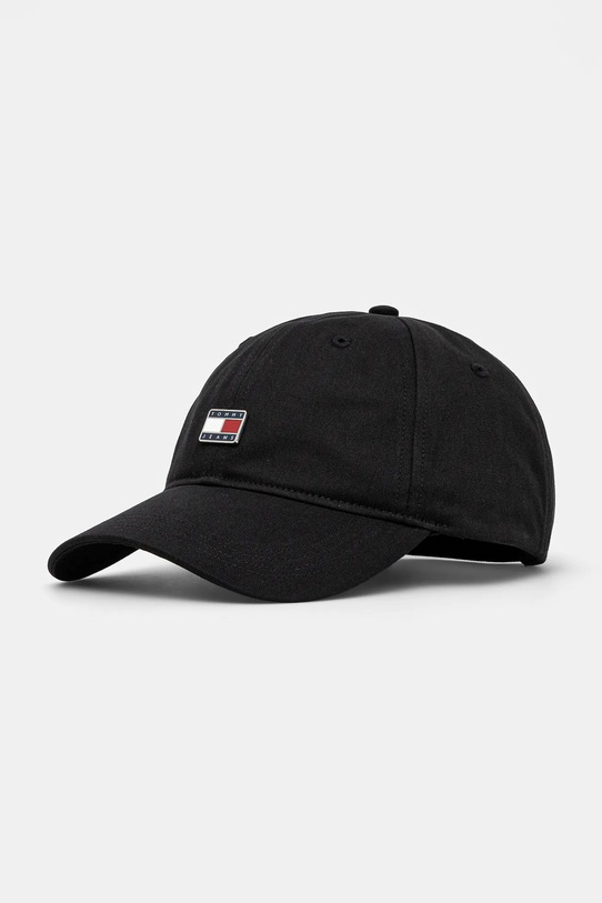 Tommy Jeans czapka z daszkiem bawełniana aplikacja czarny AW0AW16986