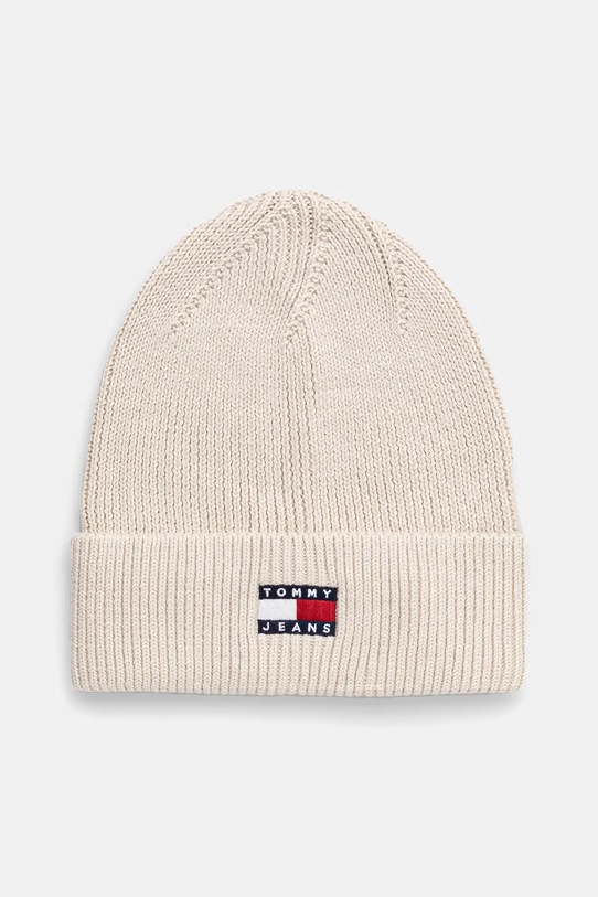 Tommy Jeans czapka bawełniana aplikacja beżowy AW0AW17358