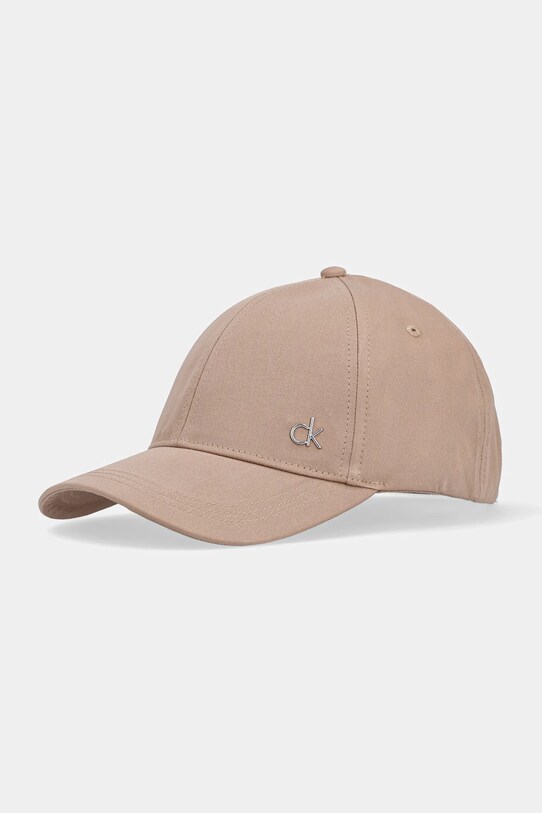 Памучна шапка с козирка Calvin Klein памук бежов K60K613102