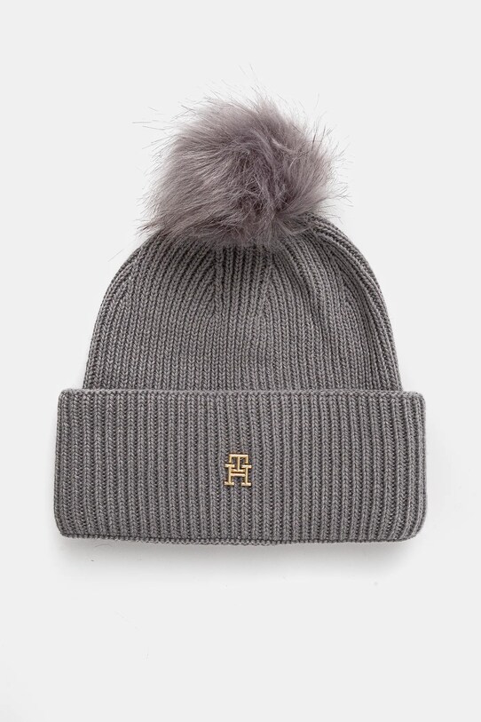 Tommy Hilfiger czapka z domieszką wełny z domieszką wełny szary AW0AW16848