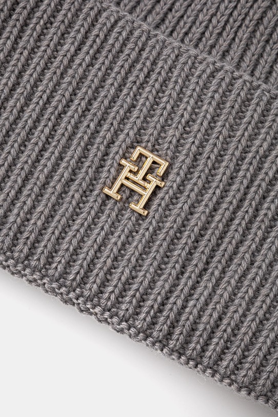Akcesoria Tommy Hilfiger czapka z domieszką wełny AW0AW16848 szary