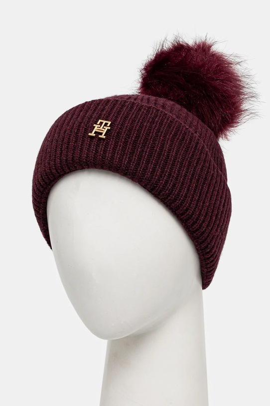 Tommy Hilfiger sapka gyapjú keverékből AW0AW16848 burgundia SS25