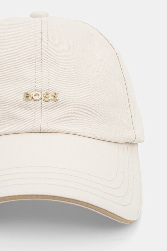 Хлопковая кепка BOSS 50533367 бежевый SS25