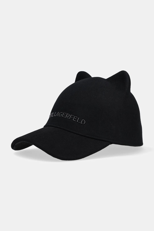 Вълнена шапка с козирка Karl Lagerfeld вълна черен A1W33198