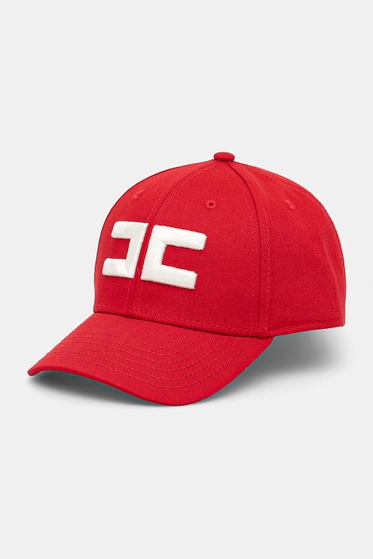 Βαμβακερό καπέλο του μπέιζμπολ Elisabetta Franchi απλικέ κόκκινο CL06F51E2