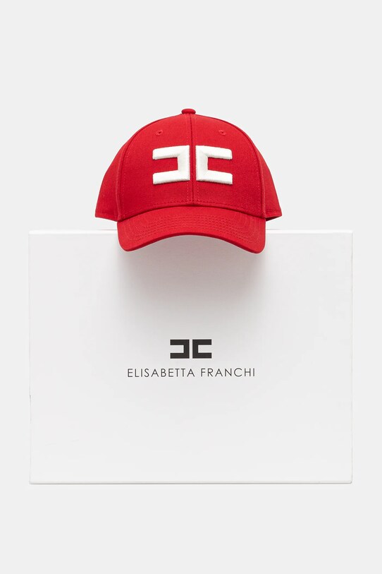 Памучна шапка с козирка Elisabetta Franchi червен CL06F51E2