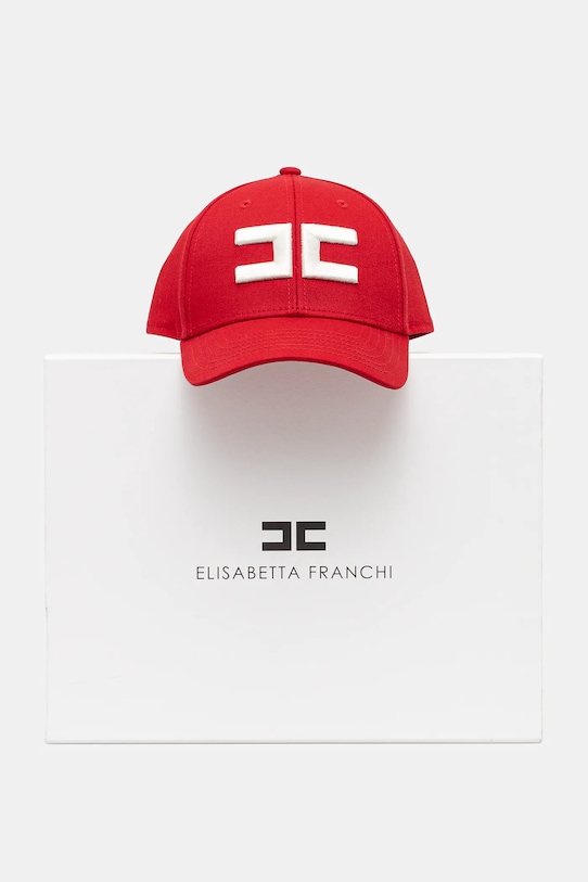 Βαμβακερό καπέλο του μπέιζμπολ Elisabetta Franchi κόκκινο CL06F51E2