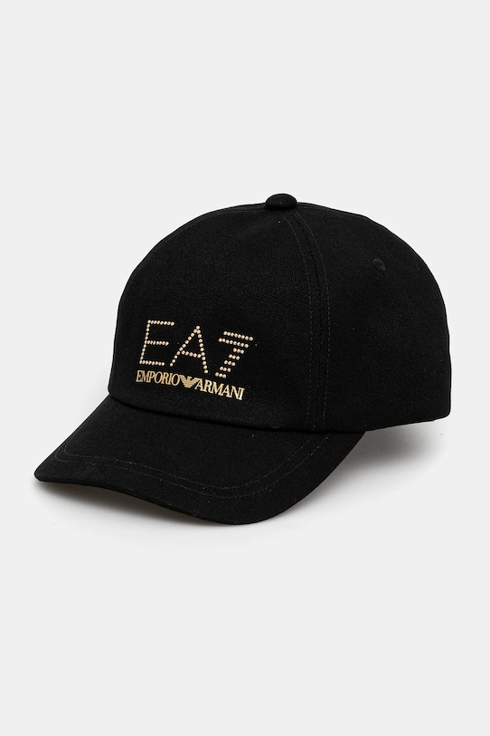 Бавовняна бейсболка EA7 Emporio Armani аплікація чорний AF13009.7W000327
