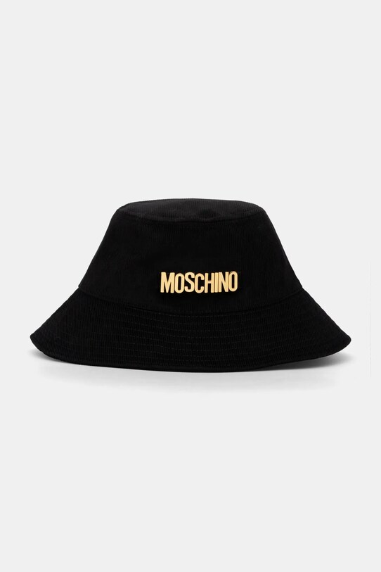 Moschino kapelusz bawełniany aplikacja czarny M3094.65435