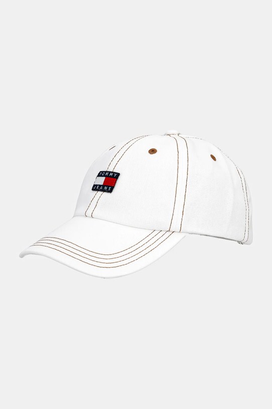 Tommy Jeans berretto da baseball in cotone cotone bianco AW0AW17572