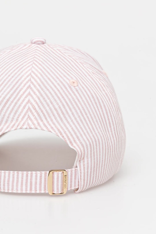 Lněná kšiltovka Tommy Hilfiger AW0AW17141 růžová SS25