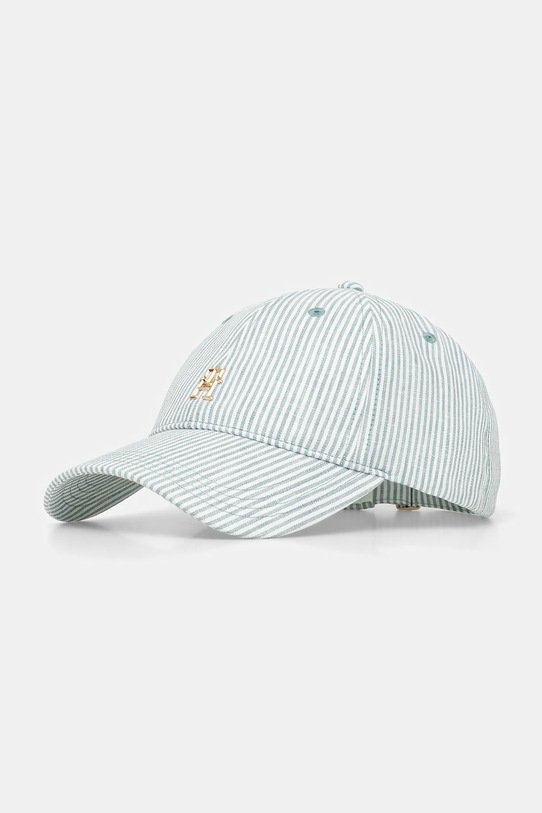 Lněná kšiltovka Tommy Hilfiger nášivka zelená AW0AW17141