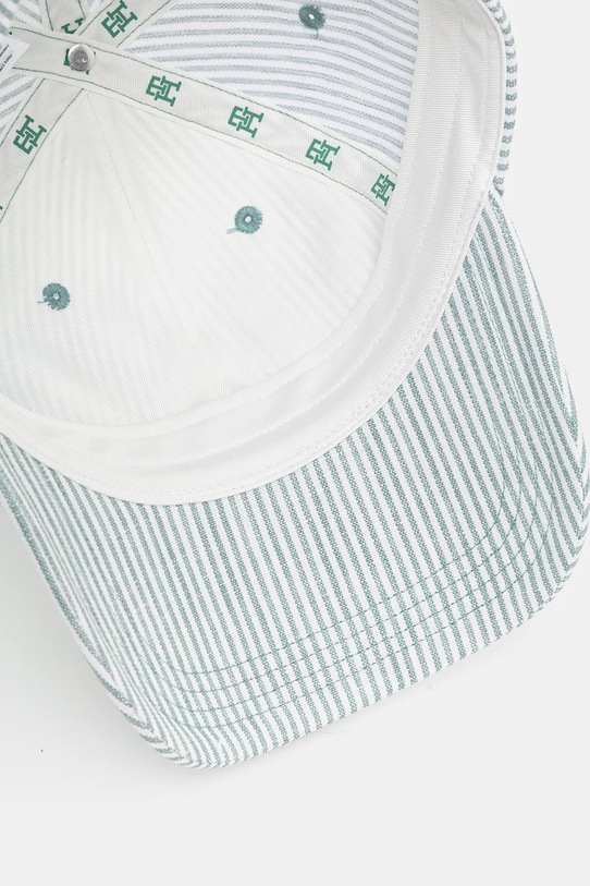 Lněná kšiltovka Tommy Hilfiger zelená AW0AW17141